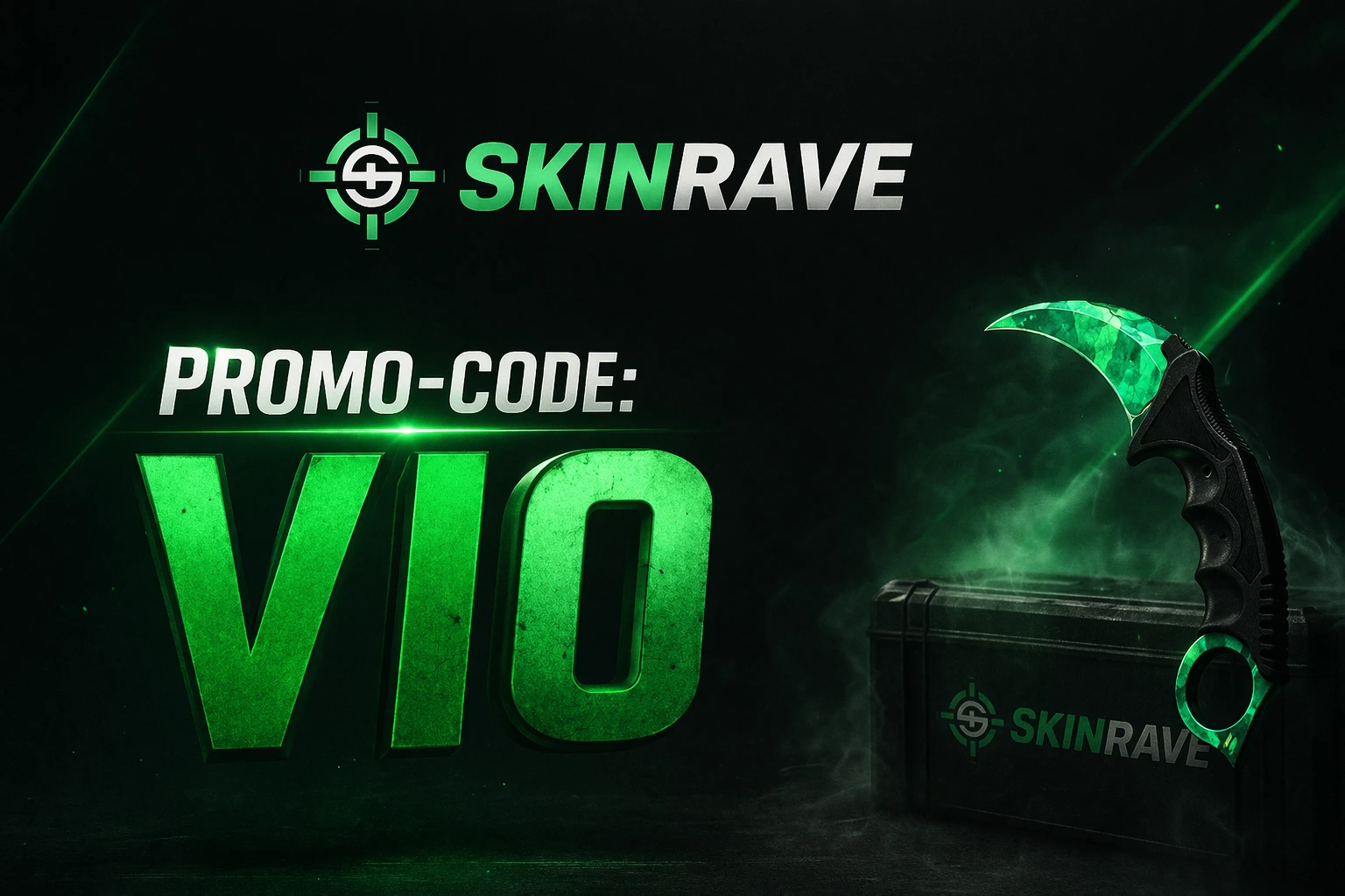 Screenshot showing where to enter the Skinrave promo code VIO in the rewards tab to claim the 2026 welcome bonus